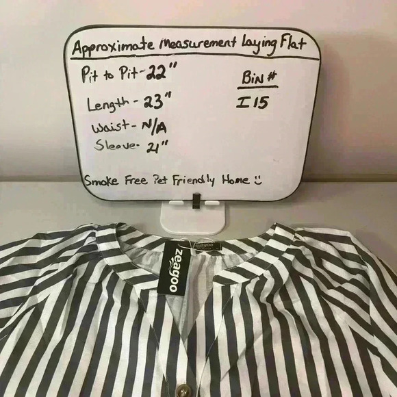 Zeagoo Button Down V Neck Tie Knot Cotton Long Sleeve Casual Blouse Size Medium - Picture 16 of 16